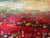 This charming vintage oil painting depicts a peaceful countryside landscape filled with vibrant wildflowers, rolling...