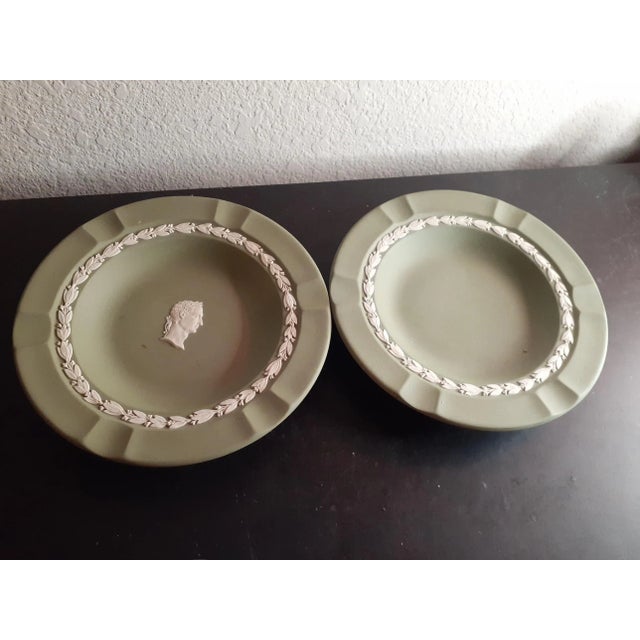 Vintage Wedgewood England Sage Ceramic Ashtrays- Set of 2 For Sale In Dallas - Image 6 of 9