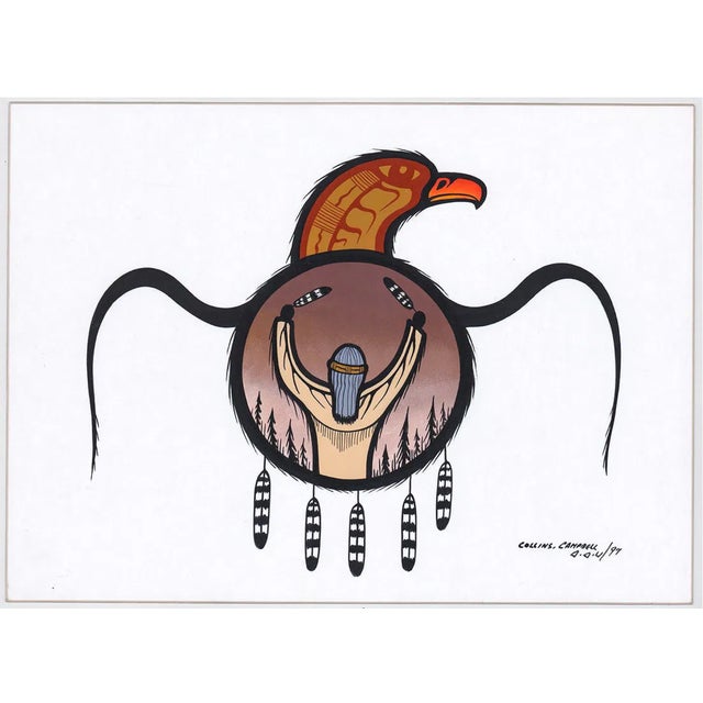 Collins Campbell (Canadian/Ojibwe/First Nations, 1961-2022) acrylic on board , pencil signed and dated 1997. Collins...