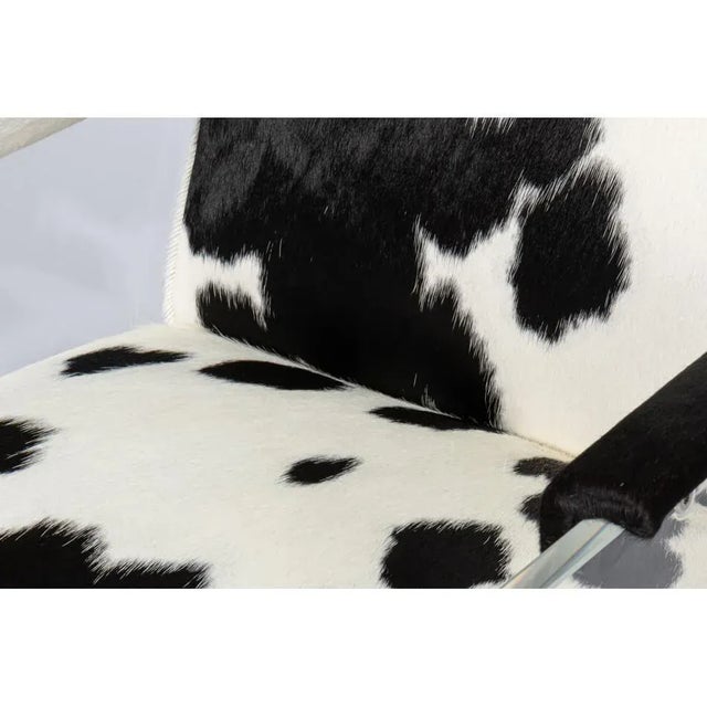 Black Black and White Cowhide and Lucite Armchair For Sale - Image 8 of 12