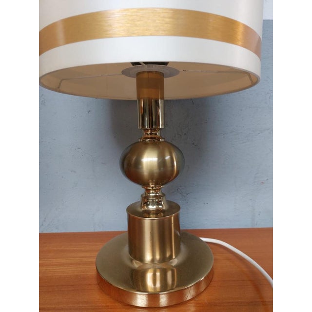 Cream Mid-Century Golden Table Lamps, 1970s, Set of 2 For Sale - Image 8 of 18