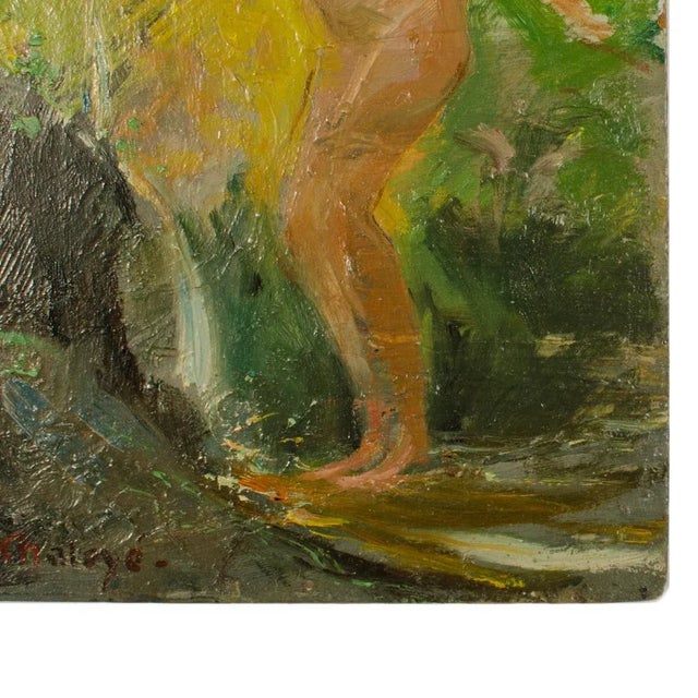 Early 20th Century "Natures Fountain" Expressionist Figurative Oil Painting by Jean Chaleye For Sale In Philadelphia - Image 6 of 8