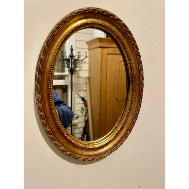 Mid 20th Century Vintage Gilt Italian Oval Mirror For Sale - Image 5 of 7