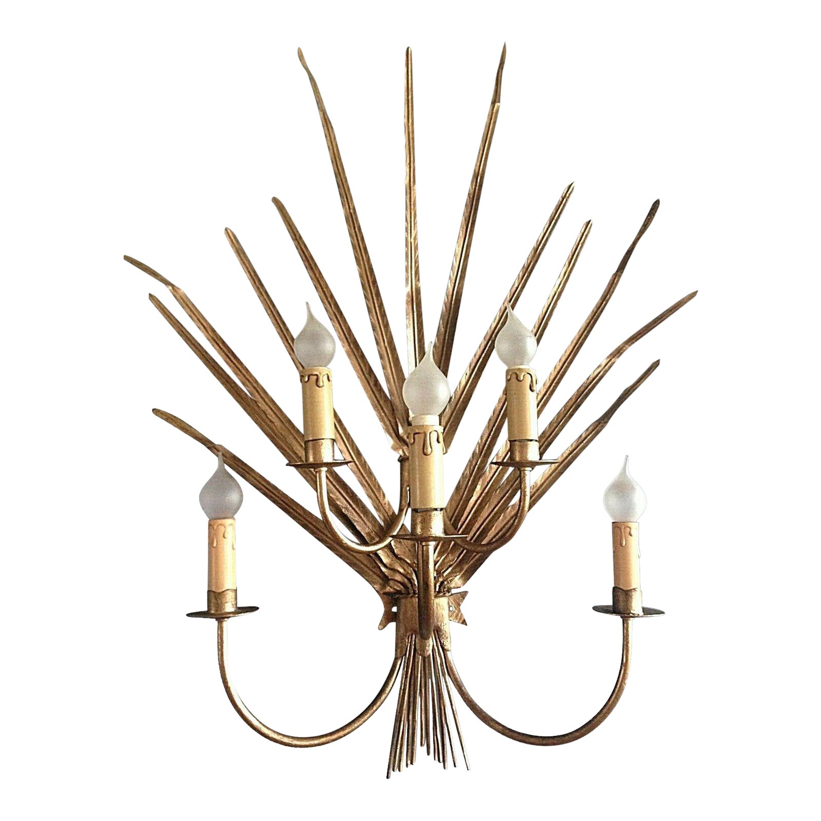 Mid Century Modern Large 5 Light Palm Wall Sconce Attrib Maison
