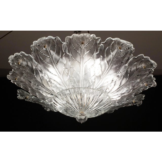 Italian Mid-Century Large Transparent Murano Glass Ceiling Light For Sale - Image 4 of 12