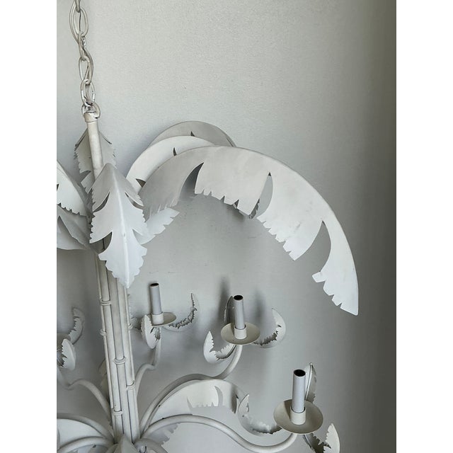 Vintage Punch Cut Palm Frond Chandelier For Sale - Image 9 of 12