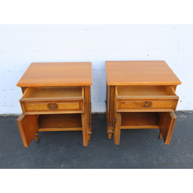 Late 20th Century Burlwood Nightstands Bedside Side End Tables a Pair 6907 For Sale - Image 5 of 16