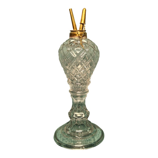 Patrick Slane South Boston Inverted Diamond Fluid Lamp C. 1850 American Glass Co For Sale
