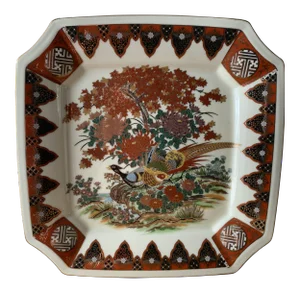 1970s Japanese Decorative Peacock Plate