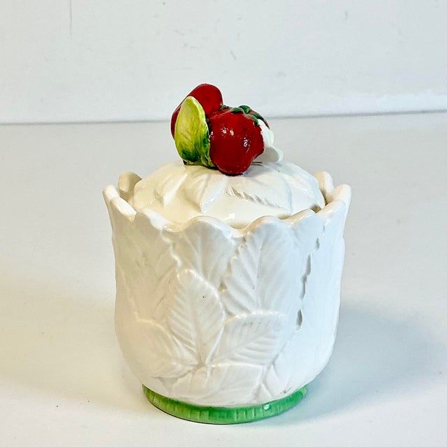 Mid-Century English Boho Chic Hollywood Regency Trompe L’Oeil Strawberry Jam Jar For Sale - Image 10 of 15