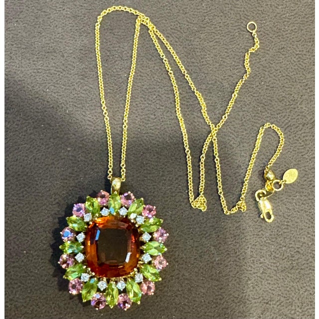 Estate Buccellati GIA Certified Orange Citrine, Diamond Pin/Pendant 18KG 21.8gm For Sale - Image 18 of 18