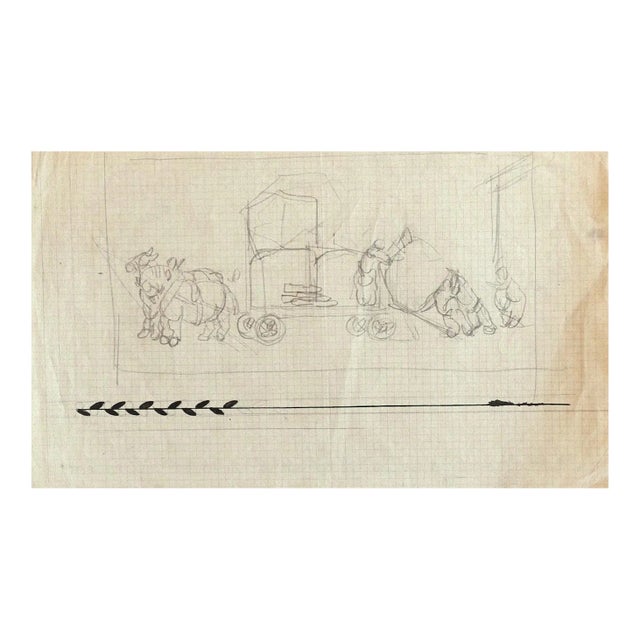 Gabriele Galantara - Figures - Original Pencil and Ink on Paper - Early 20th Century For Sale