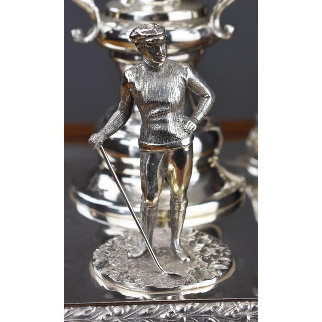 Gold Antique Silver Plate Golfing Candelabra Centrepiece, 1890s For Sale - Image 8 of 9