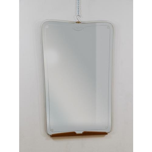 Paolo Buffa Mid-Century Cherry & Brass Wall Mirror attributed to Paolo Buffa, Italy, 1940 For Sale - Image 4 of 14