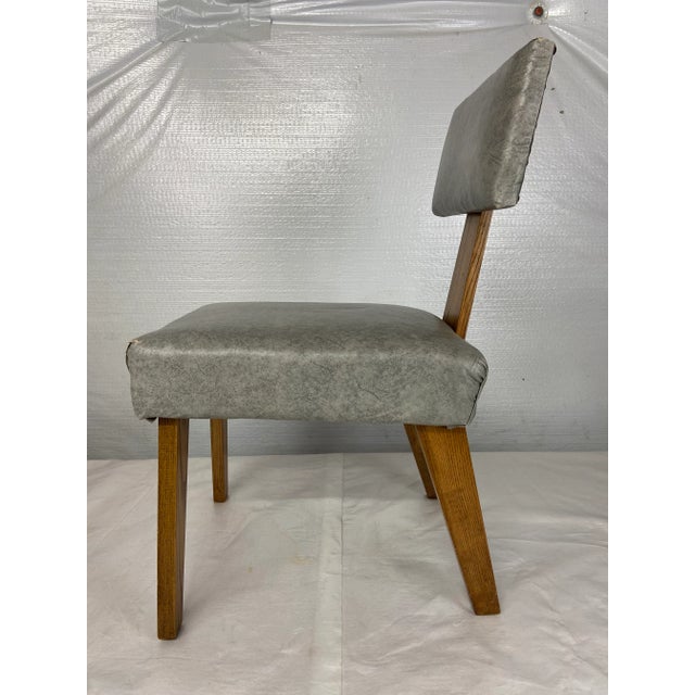 Mid-Century Modern Small MCM Upholstered Wood Side Chair For Sale - Image 3 of 8