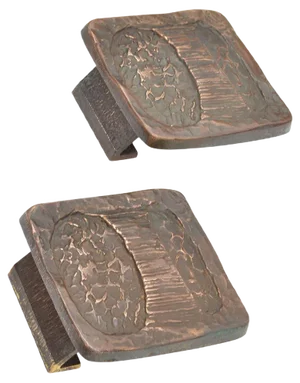 Brutalist Bright Bronze Push and Pull Door Handles, Set of 2