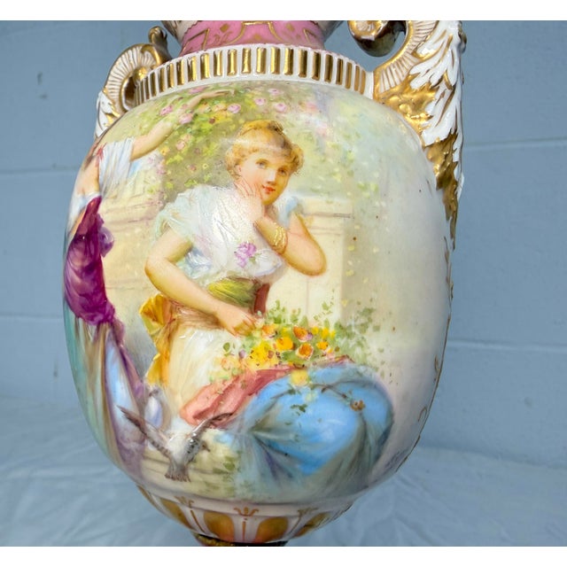 Rare Antique 19th Century Royal Vienna German Hand Painted Porcelain Urn Vase For Sale - Image 10 of 18