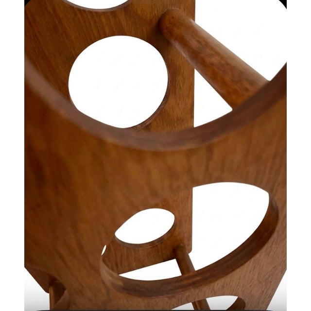 1970s Mid-Century Modern 12-Bottle Shaped Wooden Wine Rack Caddy For Sale - Image 5 of 9