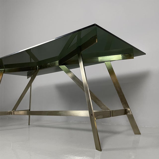 Italian Modern Dining Table in Smoked Glass and Steel from Formanova, 1970s For Sale - Image 15 of 18