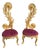 1980s Italian Rococo Gold Beech Velvet Side Chairs 2pc- Pair For Sale