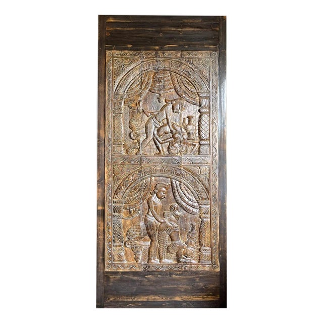 1920s Kamasutra Hand-Carved Vintage Barn Door Panel For Sale