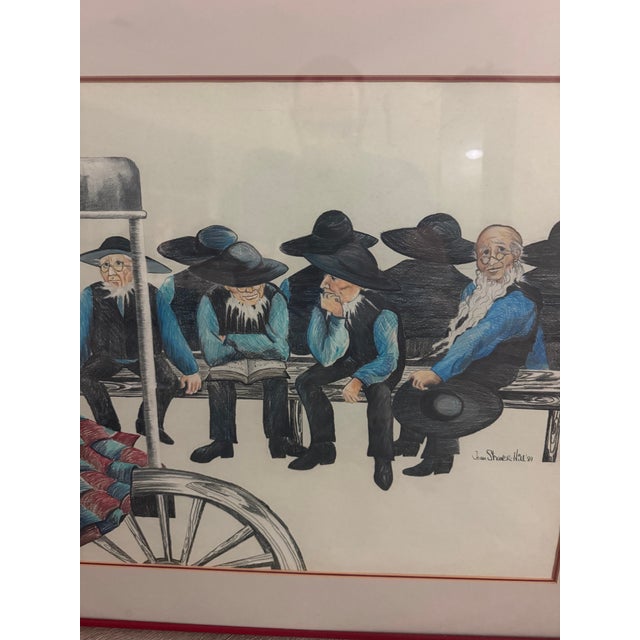 John Showalter Amish Men On Bench 1989 Sketching, 25x28 So I’m unsure if this is actually a print or an actual sketching,...