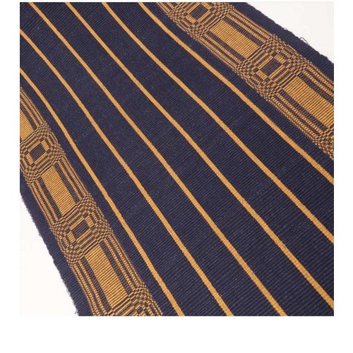 Swedish Dark Blue Runner with Gold Pattern For Sale - Image 4 of 4