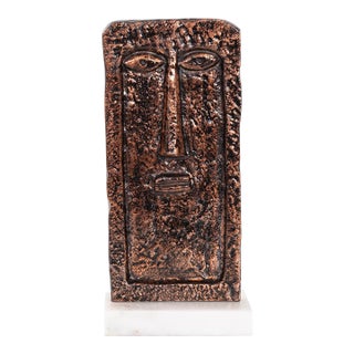 Modern Man Sculpture in Aluminum with Marble Base- Short For Sale
