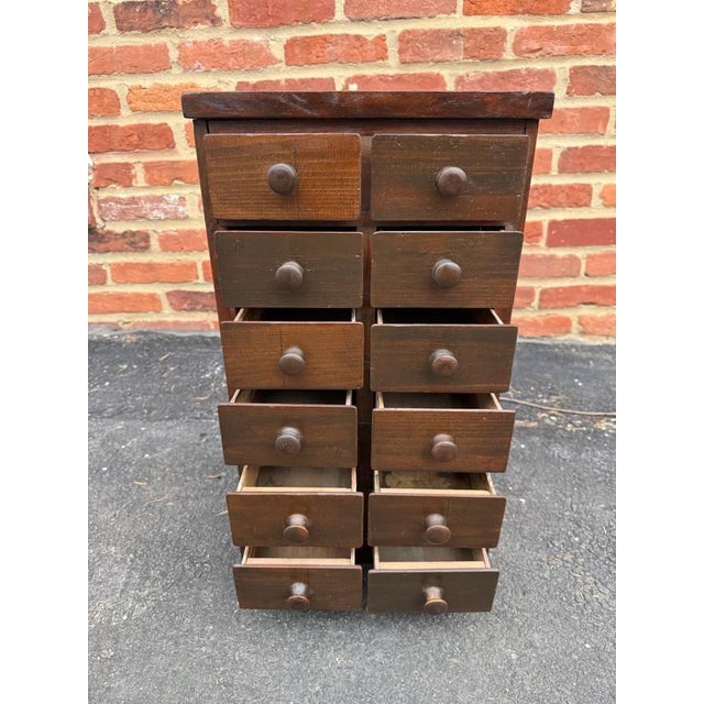 Brown Antique Early American Premitive Style Apothecary Cabinet or Spice Drawer For Sale - Image 8 of 17
