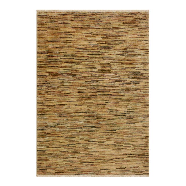 Bohemian Gabbeh Tan/Black Wool Rug - 4'0'' X 5'9'' For Sale