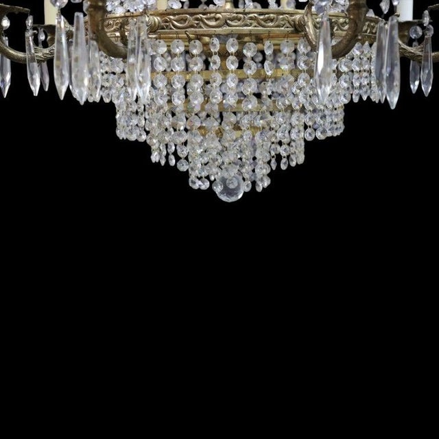 French Empire Style Crystal & Gilt Bronze “Crystal Basket” 8-Light Chandelier For Sale - Image 6 of 11