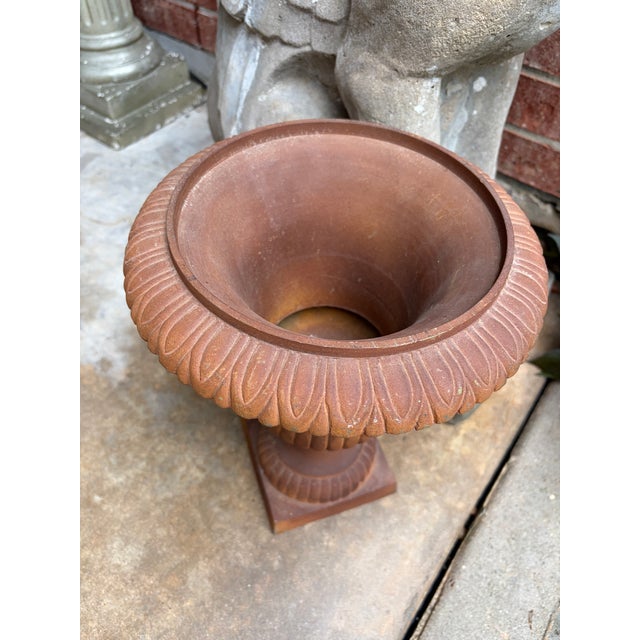 Antique Classical Cast Iron Garden Urn Planter For Sale - Image 4 of 5