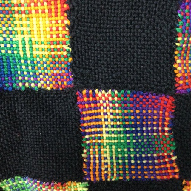 1990s Vintage Wool Hand Knitted & Crotched Patchwork Square Throw For Sale - Image 5 of 9