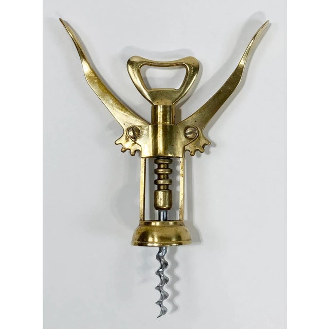 Mid 20th Century Vintage Italian Brass Corkscrew Bottle Opener For Sale - Image 5 of 6