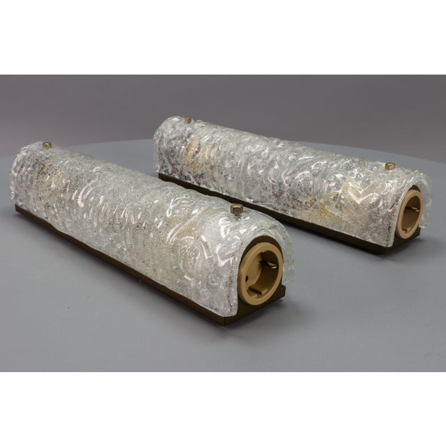 Mid-Century Modern Ice Glass Wall Sconces with Sockets, 1970s, Set of 2 For Sale - Image 11 of 18