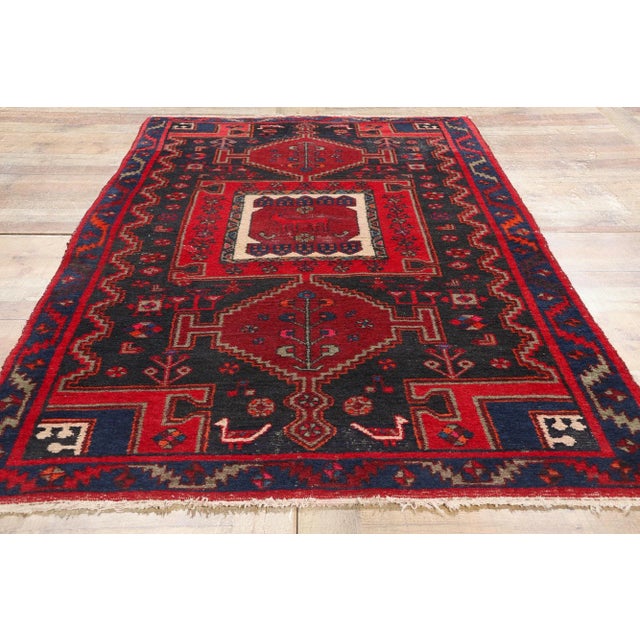 Red Vintage Persian Nahavand Hamadan Rug - 04'04 X 08'00 For Sale - Image 8 of 9