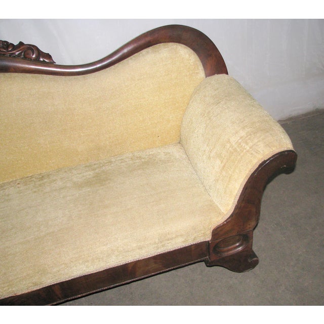 Early 20th Century Victorian Revival Tan Velvet Carved Wood Sofa For Sale - Image 6 of 14
