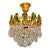1960s French Brass Crown Chandelier – Rare Green & Clear Crystals For Sale
