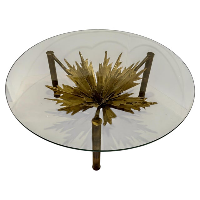1960s Brutalist Torch‑Cut Sunburst Coffee Table Mid-Century Modern Silas Seandel Style For Sale - Image 5 of 12