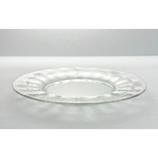Fostoria 1910s Fostoria “Lotus” Etched Optic Salad or Luncheon Plates - Set of 5 For Sale - Image 4 of 4