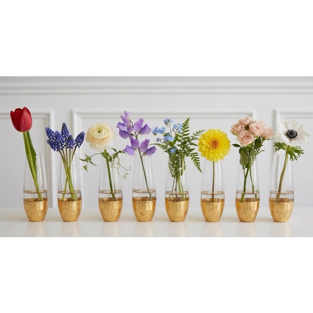Late 20th Century Gilded Gold Leaf Drinking Glasses/Bud Vases - Set of 8 For Sale - Image 9 of 9