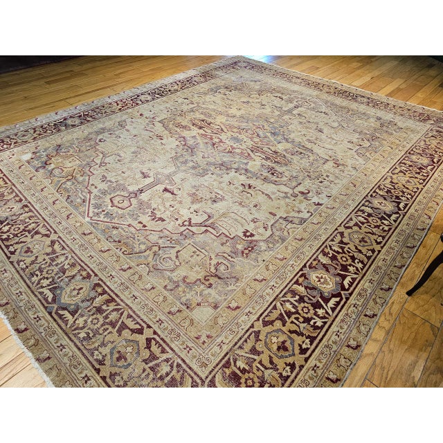 19th Century Agra Rug, Hand-Knotted Wool, Geometric Design, Pale Purple & Gray, 12' X 14’ For Sale - Image 4 of 18