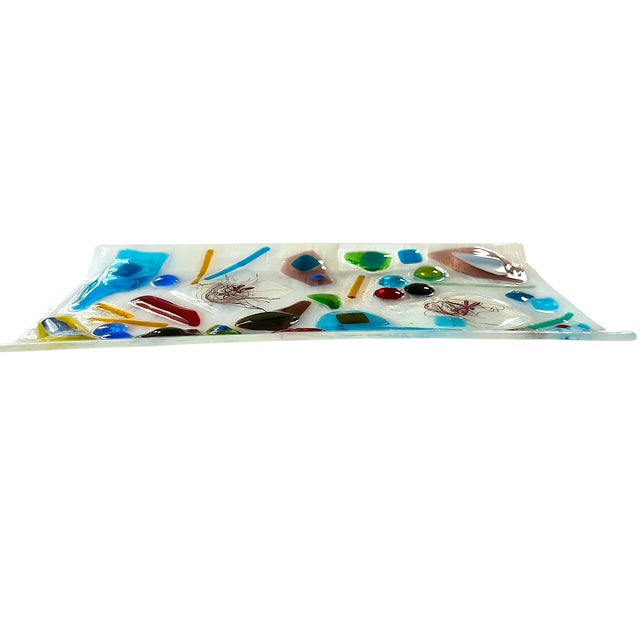 Glass Postmodern Studio Fused Art Glass Tray in the Style of Chihuly & Memphis Milano For Sale - Image 7 of 11