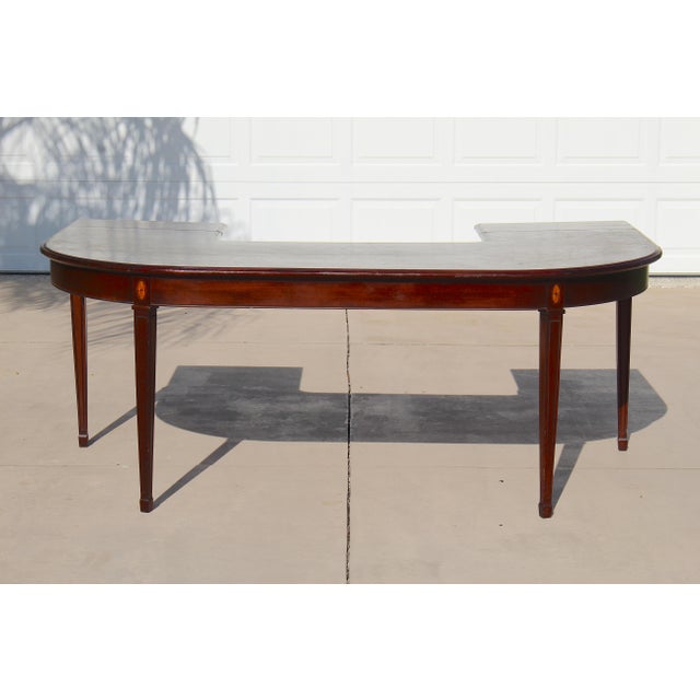 Traditional Vintage Myrtle Desk Co. Georgian Style Mahogany Curved Hunt Table / Executive Desk For Sale - Image 3 of 18