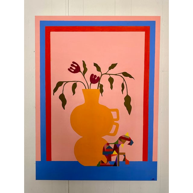 Unique Artwork by Artist Natalie Gonzalez "Yellow Vase and My Horse" For Sale - Image 4 of 8