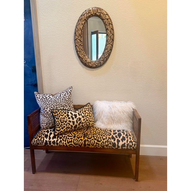 Vintage Hollywood Regency Cane Leopard Bench For Sale In San Diego - Image 6 of 6