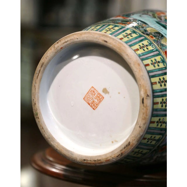 Mid-Century Chinese Hand-Painted Famille Verte Porcelain Vase For Sale - Image 12 of 12