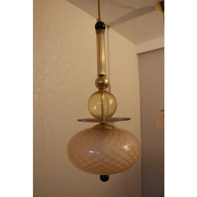 Long Chandeliers in Pink,Yellow & Black Murano Glass, 1990s, Set of 2 For Sale - Image 12 of 18