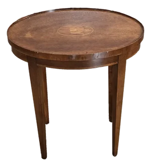Late 20th Century Baker Mahogany Federal Style Shell Inlay Occasional Table