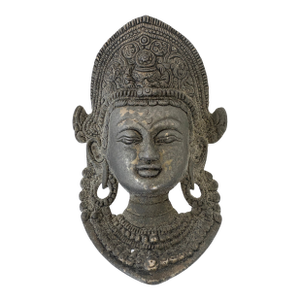 Vintage Indian Cast Metal Wall Mask of the Goddess Tara Devotional Art